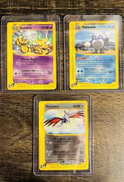 Lot Of 3 Vintage 2002 Rare E-Reader Pokemon Cards- Poliwrath, Kadabra, Skarmory! - Image 3
