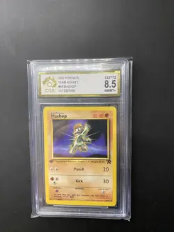 POKEMON CARD TCG - MACHOP 59/82 - WOTC TEAM ROCKET 1ST EDITION 2000 CGA 8.5 - Image 1