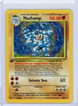 1st Edition Machamp 8/102 Base Set Holo Rare Vintage 1999 Pokemon Card - Image 1