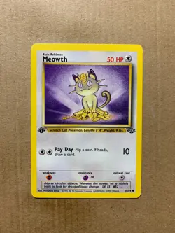 1st Edition Meowth 56/64 Jungle Set - Common Pokemon Card - NM/Mint - Image 1