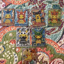 "Custom-made"Non Texture*Japanese Pikachu Poncho Set 7Pcs" Display Fan Art cards - Image 1
