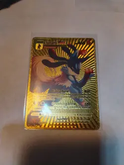 Pokemon Lucario VMAX 460hp Gold Foil Fan Art Collector Card TCG - Image 1