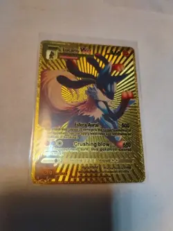 Pokemon Lucario VMAX 460hp Gold Foil Fan Art Collector Card TCG - Image 2