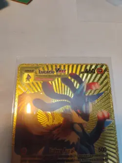 Pokemon Lucario VMAX 460hp Gold Foil Fan Art Collector Card TCG - Image 4