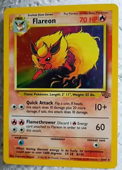 POKEMON TCG FLAREON HOLO UNLIMITED CARD #3/64 UNGRADED EXCELLENT CONDITION - Image 1