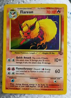 POKEMON TCG FLAREON HOLO UNLIMITED CARD #3/64 UNGRADED EXCELLENT CONDITION - Image 2