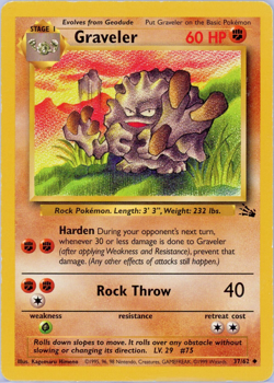 Pokemon TCG Graveler 1999 Vintage Fossil Card #37/62 Uncommon NM Near Mint - Image 1