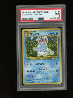 Pokemon PSA 9 MINT 1999 Azumarill Neo Genesis Japanese Holo Rare Card - Image 1