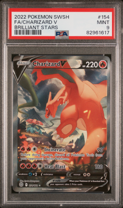 PSA 9 Charizard V 154 Brilliant Stars Full Alt Art 2022 English Pokemon Card - Image 1