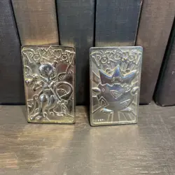 Lot of 2 1999 Pokemon 23kt Gold Plated Metal Cards Togepi Mewtwo Nintendo rare - Image 1