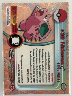 2000 Topps Chrome Pokemon Nidoran #32 Base Card - TV Animation Edition - Image 2