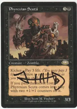 Planeshift MTG Phyrexian Scuta signed by Scott M. Fischer - Image 1