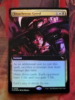 MTG Card : Treacherous Greed (Murders Karlov Manor) EXTENDED ART FOIL - Image 1