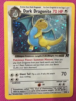 Pokemon Dark Dragonite 5/82 Holo with Swirl Team Rocket Unlimited LP Super Clean - Image 1