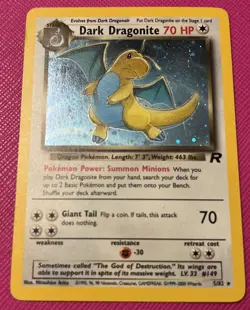 Pokemon Dark Dragonite 5/82 Holo with Swirl Team Rocket Unlimited LP Super Clean - Image 2