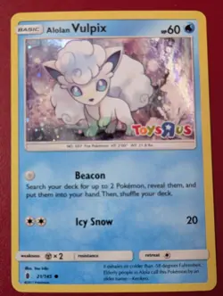 Alolan Vulpix Toys R Us 21/145 Holo Promo Pokemon Card Near Mint Condition - Image 1