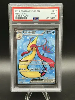 PSA 9 MINT Pokemon Milotic ex 217 Surging Sparks Full Art Ultra Rare - Image 1