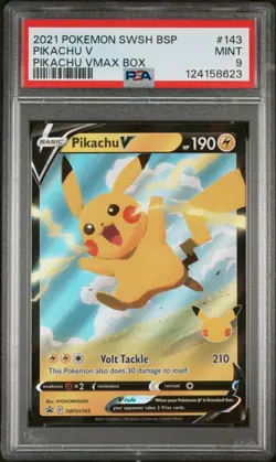 2021 POKEMON SWSH BLACK STAR PROMO #143 PIKACHU V PIKACHU VMAX BOX PSA 9 - Image 1