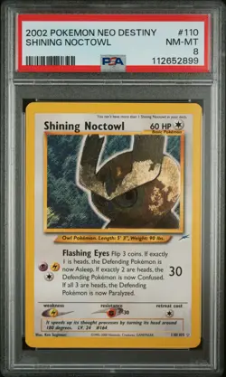 2002 POKEMON NEO DESTINY #110 SHINING NOCTOWL PSA 8 - Image 1