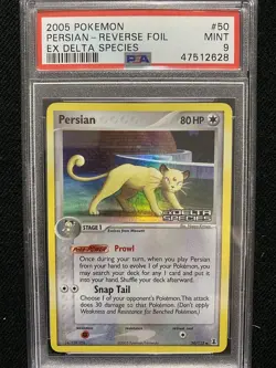 2005 Pokemon EX Delta Species Persian Reverse Foil 50/113 PSA 9 Mint - Image 1