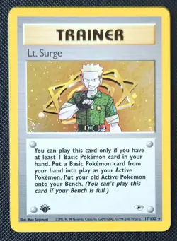 Pokemon Gym Heroes Lt. Surge 1st Edition Trainer - 17/132 - Image 1