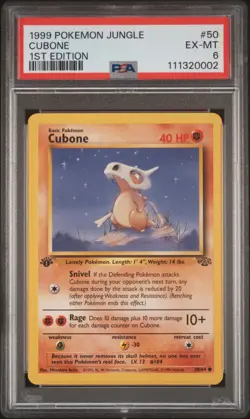 Cubone 1999 Pokemon Jungle #50 1st Edition PSA 6 NEW SLAB - Image 1