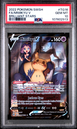 PSA 10 Mimikyu V TG16/TG30 Trainer Gallery Full Art Pokemon Brilliant Stars 2022 - Image 1