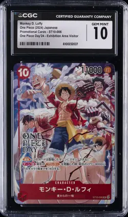 2024 ONE PIECE JPN PROMO CARDS #ST010-006 MONKEY D. LUFFY CGC 10 GEM MINT - Image 1