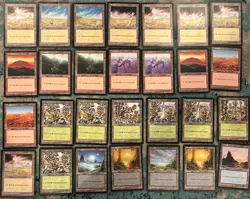 MTG - Mirage 28x Basic Land Cards Lot Set - Vintage Magic the Gathering 1997 - Image 1