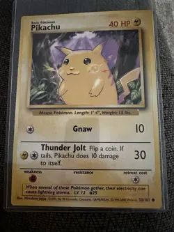 Large Pokemon Card Pikachu Trading Card 5 3/4" x 8" RARE original NM 1999 - Image 1