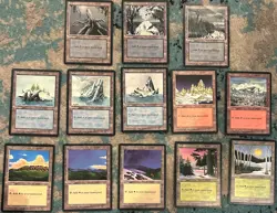 Ice Age ~ Magic the Gathering Cards MTG Vintage Basic Lands x13 card lot set - Image 1
