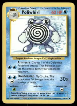 Pokemon Cards Poliwhirl 38/102 UNLIMITED Base Set WOTC Uncommon NM - Image 1