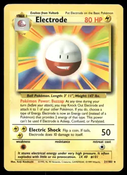 Pokemon Cards Electrode 21/102 UNLIMITED Base Set WOTC Rare LP - Image 1