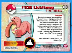 2000 Topps Pokemon TV Animation Edition Lickitung #108 Blue Topps Logo NM-MT - Image 2