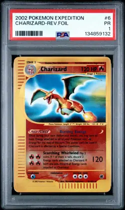 PSA 1 PR 2002 Expedition Charizard Reverse Holo Foil Rare 6/165 WOTC Pokemon - Image 1