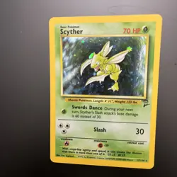 Pokemon TCG Scyther 017/130 1999-2000 Base Set 2 Holo Rare Unlimited NM/LP+ - Image 1