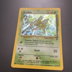 Pokemon TCG Scyther 017/130 1999-2000 Base Set 2 Holo Rare Unlimited NM/LP+ - Image 3