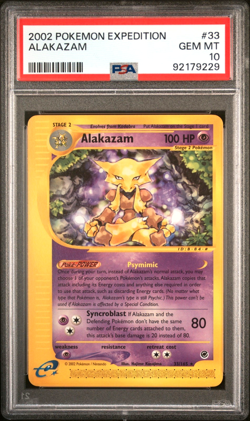 Vintage 2002 Pokemon Expedition 33 Alakazam PSA 10 Gem Mint 33/165 E-series - Image 1