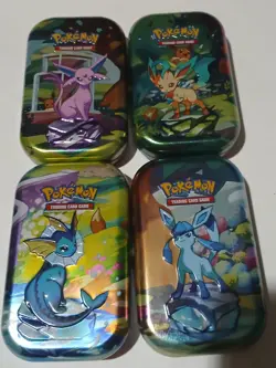 EMPTY Pokemon Prismatic Evolutions mini Tins Eevee Umbreon Sylveon Lot of 8 Dis - Image 2