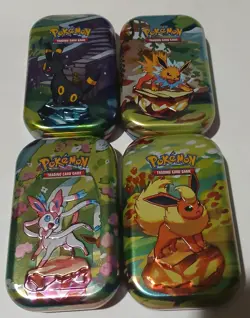 EMPTY Pokemon Prismatic Evolutions mini Tins Eevee Umbreon Sylveon Lot of 8 Dis - Image 3