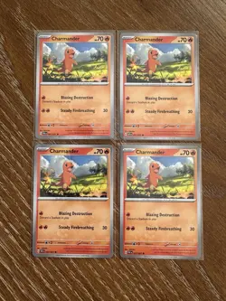4x Charmander 007/091 Paldean Fates Pokemon TCG Playset NM - Image 1