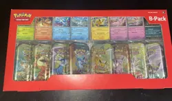 Pokemon TCG Scarlet Violet Prismatic Evolutions 8 Mini Tins NEW Sealed Box - Image 1