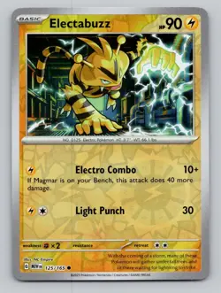 Reverse Holo Electabuzz #125/165 Common SV: Scarlet & Violet 151 Pokemon - Image 1