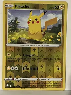 Pikachu Reverse Holo 049/203 SWSH07: Evolving Skies NM Pokemon Fast Ship - Image 1