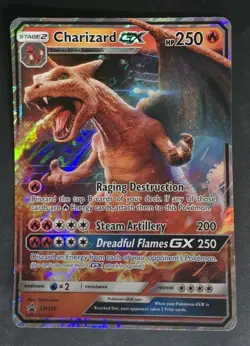 Pokemon TCG Charizard GX Black Star Promo SM195 Jumbo Card LP. - Image 1