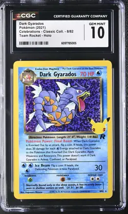 CGC 10 Dark Gyarados 2021 Celebrations Classic Collection 8/82 Holo Pokemon Card - Image 1