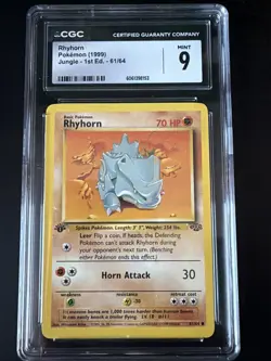Rhyhorn 1st Edition 61/64 Jungle 1999 Pokemon Card Graded CGC Near Mint 7.5 - Image 1