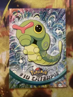 CATERPIE #10 - BLUE Logo - NON-HOLO - SERIES 1 - TOPPS Pokemon Card - Lp - Image 1
