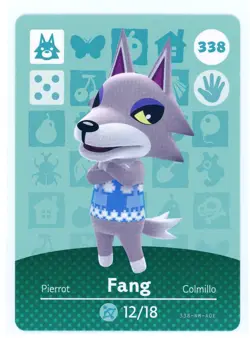 Fang #338 - Amiibo Card - Animal Crossing Series 1 - Authentic Nintendo - Image 1