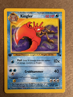 Kingler 38/62 Fossil 1st Edition Non-Holo Uncommon Pokemon Card NM+ - Image 1